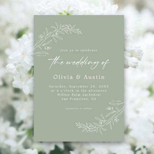 Moderne minimalistische Boho Sage Groene QR Code B Kaart