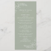 Moderne Minimalistische Boho Saliegroene Trouw Menu (Voorkant)