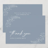 Moderne minimalistische boho stoffige blauwe bruil bedankkaart (Voorkant / Achterkant)