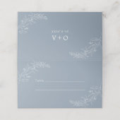 Moderne minimalistische boho stoffige blauwe bruil plaatskaartje (Buitenkant ongevouwen)