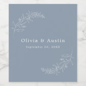 Moderne minimalistische Boho stoffige blauwe bruil Wijn Etiket (Enkel label)