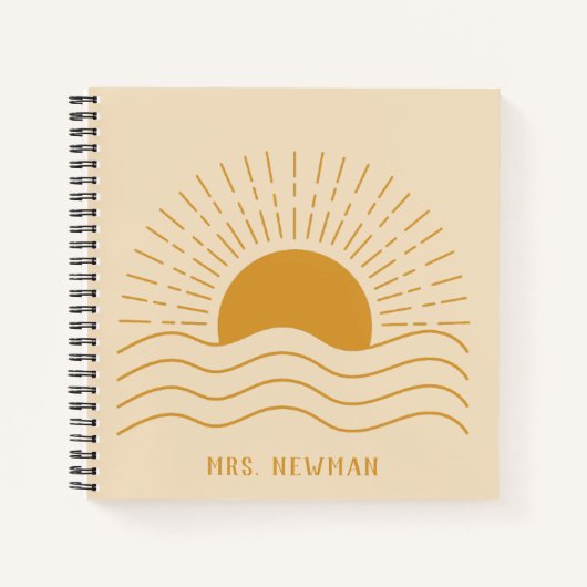 Moderne minimalistische Boho Sun Teacher waarderin Notitieboek (Voorkant)