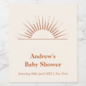 Moderne minimalistische Boho Sunshine Baby shower Wijn Etiket (Enkel label)