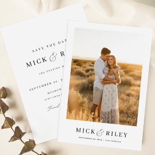 Moderne Minimalistische Boho Tekst en Foto Bruilof Save The Date