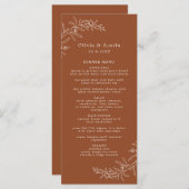 Moderne minimalistische Boho terracotta bruiloft d Menu (Voorkant / Achterkant)