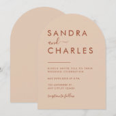 Moderne minimalistische Boho Terracotta bruiloft Kaart (Voorkant / Achterkant)