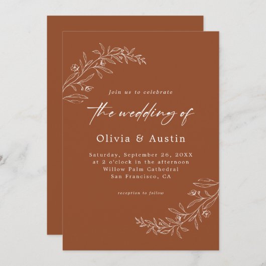 Moderne minimalistische Boho Terracotta QR Code We Kaart (Voorkant / Achterkant)