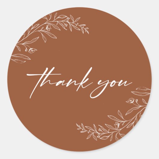 Moderne Minimalistische Boho Terracotta Script Ronde Sticker (Voorkant)