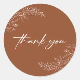 Moderne Minimalistische Boho Terracotta Script Ronde Sticker