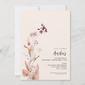 Moderne minimalistische Boho Wildflower 1e verjaar Kaart (Voorkant)