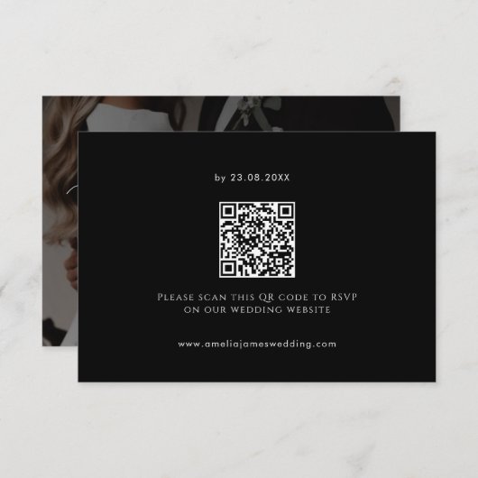 Moderne minimalistische bold black Wedding RSVP Kaartje (Voorkant / Achterkant)