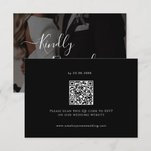 Moderne minimalistische bold black Wedding RSVP Kaartje