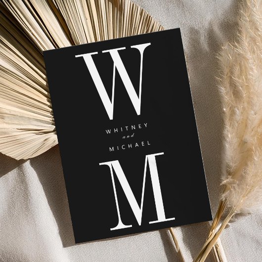 Moderne minimalistische Bold Monogram bruiloft Kaart
