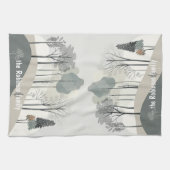 Moderne Minimalistische Bomen Familienaam Kerstmis Theedoek (Horizontaal)