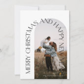 Moderne Minimalistische Boog 2 Foto Prettig Kerstf Feestdagenkaart (Voorkant)