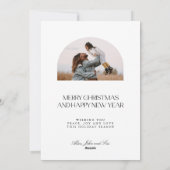 Moderne Minimalistische Boog 2 Foto Prettig Kerstf Feestdagenkaart (Achterkant)