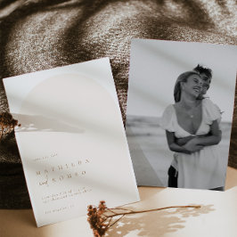 Moderne minimalistische boog beige bruiloft sparen kaart