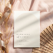 Moderne minimalistische boog beige bruiloft sparen kaart