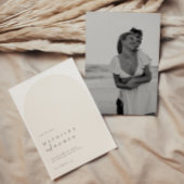 Moderne minimalistische boog beige bruiloft sparen kaart