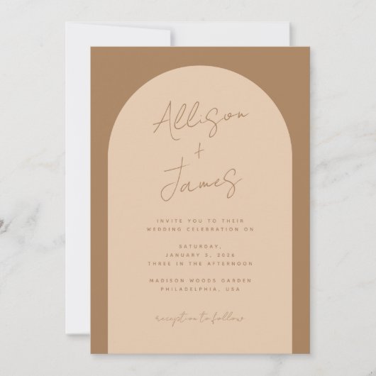 Moderne minimalistische boog Boho bruiloft Kaart (Voorkant)