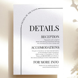 Moderne minimalistische boog bruiloft details informatiekaartje