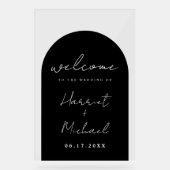 Moderne minimalistische boog bruiloft welkom acryl bord (Voorkant)