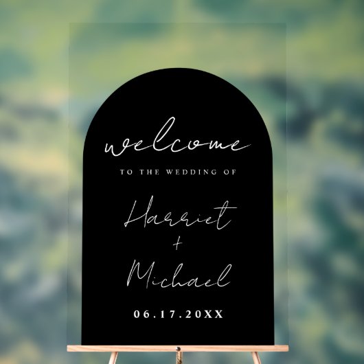 Moderne minimalistische boog bruiloft welkom acryl bord (Neutraal)