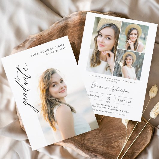 Moderne Minimalistische Boog Foto Afstudeerfeestje Kaart