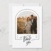 Moderne minimalistische boog foto bruiloft bedankkaart (Voorkant)