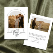 Moderne minimalistische boog foto bruiloft bedankkaart
