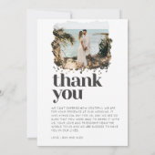 Moderne minimalistische boog foto bruiloft dank u bedankkaart (Achterkant)