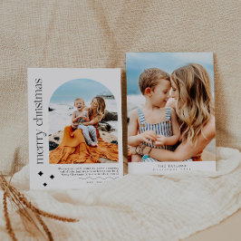 Moderne minimalistische boog foto familie kerst Ka Feestdagenkaart