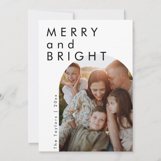 Moderne minimalistische boog foto familie vakantie feestdagenkaart (Voorkant)