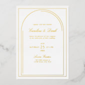 Moderne minimalistische boog grens bruiloft folie uitnodiging (Voorkant)