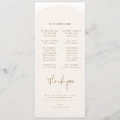 Moderne Minimalistische Boog Huwelijksprogramma Programmakaart (Achterkant)