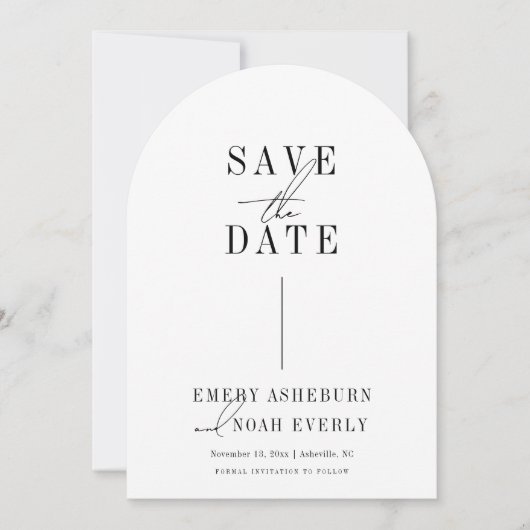 Moderne minimalistische boog Save the Date Kaart (Voorkant)