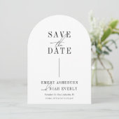 Moderne minimalistische boog Save the Date Kaart (Staand voorkant)