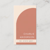 Moderne minimalistische boog terracotta bruin visitekaartje (Voorkant)