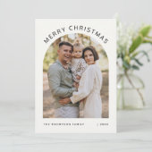 Moderne minimalistische boog twee foto Vrolijk Ker Feestdagenkaart (Staand voorkant)