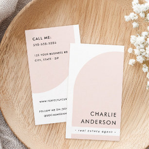 Moderne minimalistische boog wit licht blush roze visitekaartje
