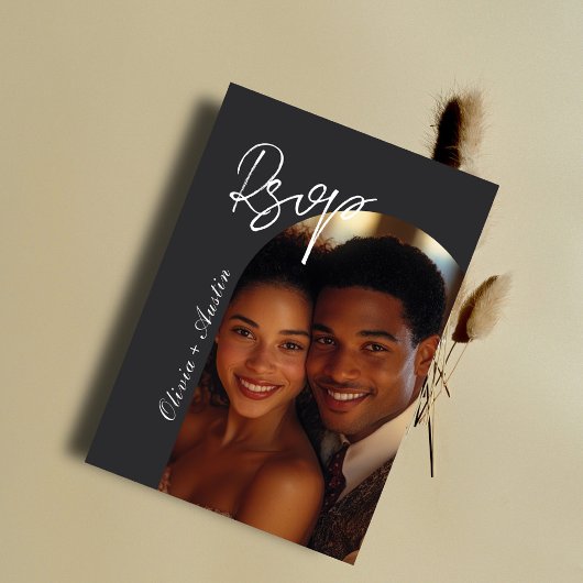Moderne minimalistische boogfoto Elegante unieke b RSVP Kaartje