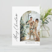 Moderne minimalistische boogfoto vrolijk kerstfees feestdagenkaart (Staand voorkant)