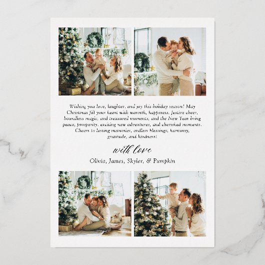 Moderne minimalistische boogfoto vrolijk kerstgoud folie feestdagenkaart (Achterkant)