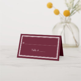 Moderne Minimalistische Bordeaux Huwelijk Plaatskaartje