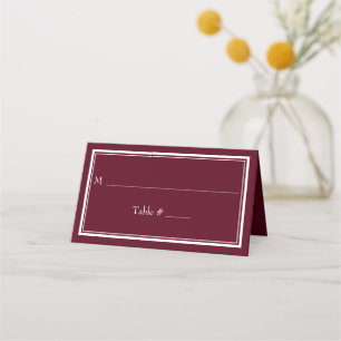 Moderne Minimalistische Bordeaux Huwelijk Plaatskaartje