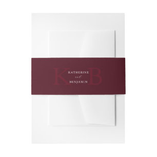 Moderne Minimalistische Bordeaux Monogram Huwelijk Uitnodigingen Wikkel