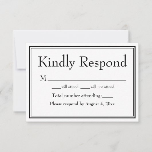 Moderne minimalistische Border zwart-wit RSVP-kaar Bedankkaart (Voorkant)