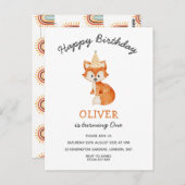 Moderne minimalistische bosvos eerste verjaardag briefkaart (Voorkant / Achterkant)