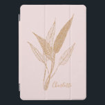 Moderne minimalistische botanische bladeren met zw iPad pro cover<br><div class="desc">Speciaal gepersonaliseerde Moderne Minimale botanische bladeren Tekenen in Blush- en Gold-draagtas</div>