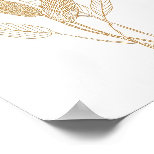 Moderne, minimalistische botanische bladeren teken poster (Hoek)